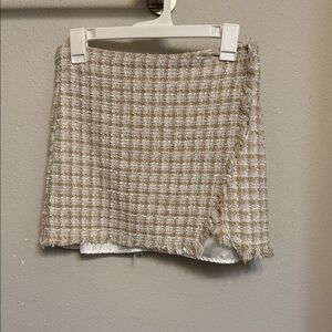 Lulu's Beige Checkered Mini Skirt
